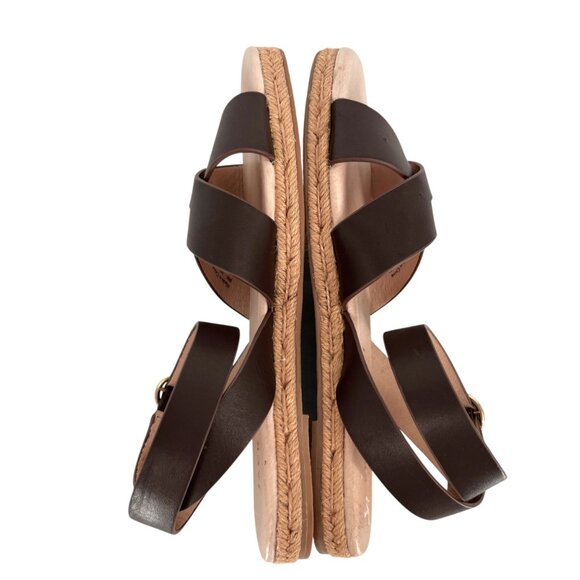 Jack Rogers Sloan Brown Leather Crisscross Espadrille Ankle Wrap Sandals Size 9 - Picture 5 of 8